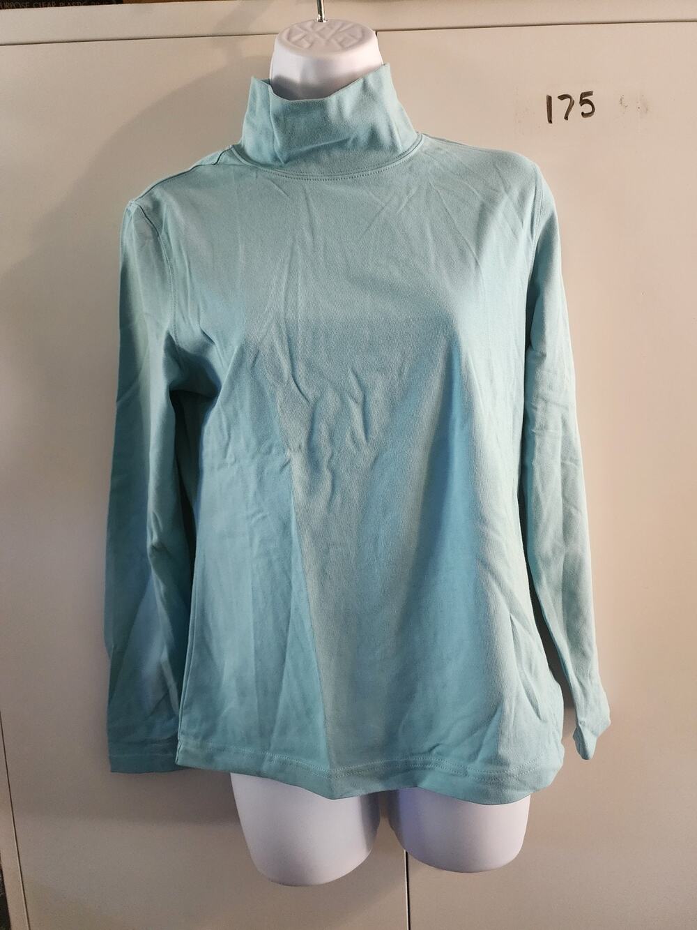 Vintage Talbots Petites Womens Petite Small Light Blue Mock Neck Top PS